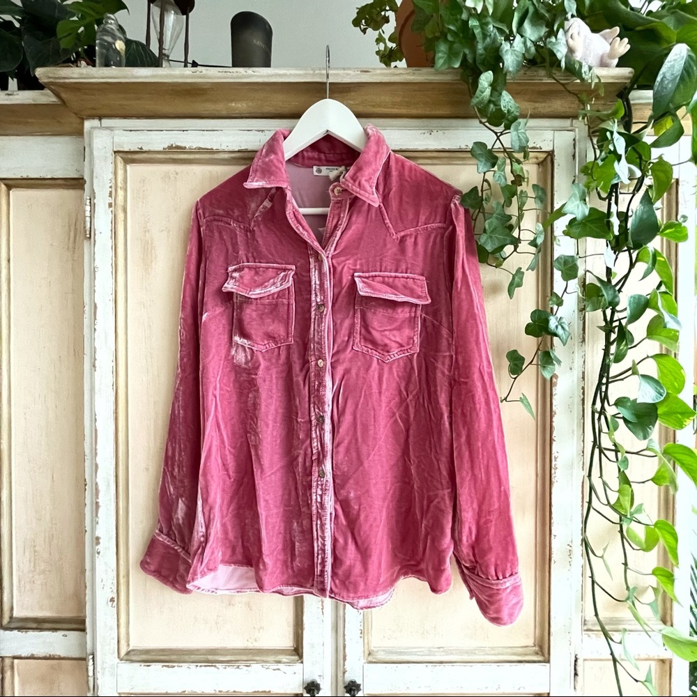 Vintage pink velvet button down